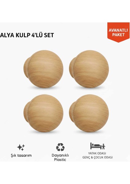 Imt Aksesuar Alya Kulp (4 Adet) Mobilya Dolapyatak Odası Şifonyer Genç ve Çocuk Odası Kulpu
