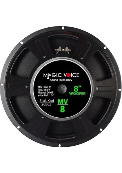 Mv-8 maks. 350 Watt / Rms 150 Watt 8” Siyah 20 cm Woofer Yedek Hoparlör fiyatları