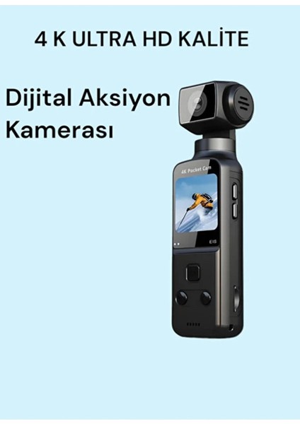 4K Ultra Hd 270° Döndürülebilir Su Geçirmez Kablosuz Vlog Spor ve Aksiyon Kamerası ( Lisinya ) fırsatları