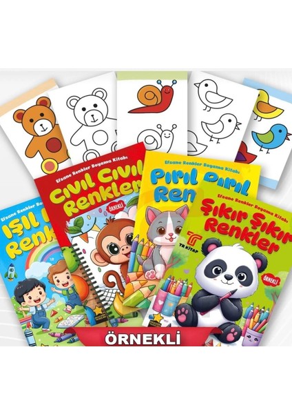 Efsane Renkler Örnekli Boyama Kitabı 4 Kitap Set