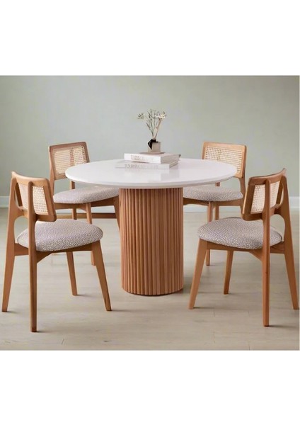 Bohem Yuvarlak Ahşap Masa 100X100