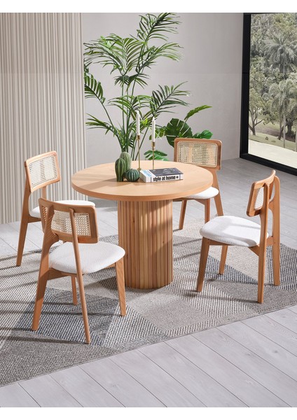 Bohem Yuvarlak Ahşap Masa 100X100 fiyatları