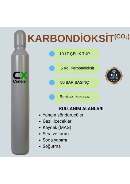 Cimenx Karbondioksit Co2 Gazı 10 Lt fiyatları