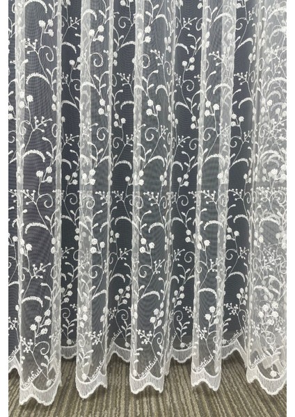 Eko 8049 Desenli 1'e 2,5 Orta Pileli Tül Perde