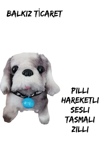 Pilli Oyuncak Köpek , Hareketli , Sesli , Tasmalı , Minik Çanlı Oyuncak Köpek
