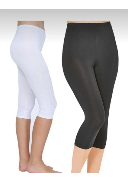 Mc Morcity Elit Kadın 2"li Modal Elastan Likralı Penye Kapri Tayt 2102