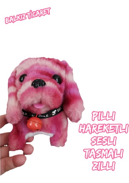 Pilli Oyuncak Köpek , Hareketli , Sesli , Tasmalı , Minik Çanlı Oyuncak Köpek