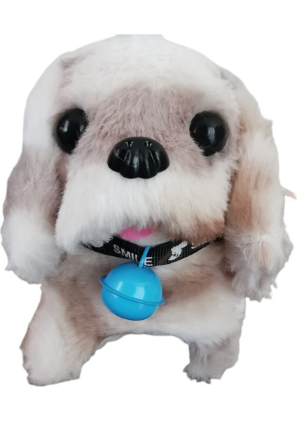 Pilli Oyuncak Köpek , Hareketli , Sesli , Tasmalı , Minik Çanlı Oyuncak Köpek