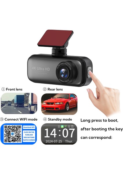 Gps Wifi 4K 1080P Full Hd Çift Kamera G Sensör Gece Görüş Ön Arka Iç Kayıt Araç Içi Dışı Kamera fiyatları