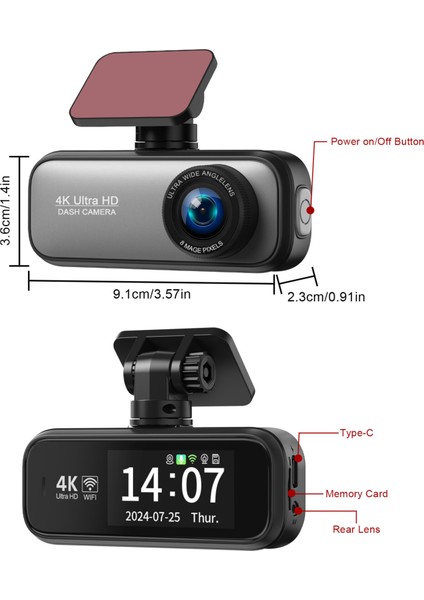 Gps Wifi 4K 1080P Full Hd Çift Kamera G Sensör Gece Görüş Ön Arka Iç Kayıt Araç Içi Dışı Kamera indirimleri