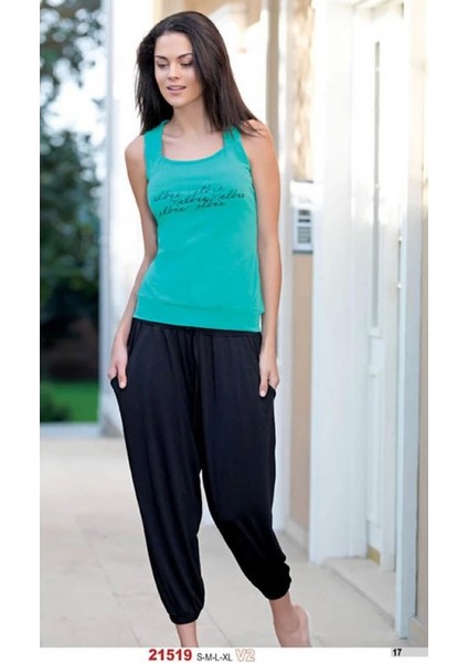 Bayan Yazlık Poly Şalvarlı Pijama 21519 modelleri