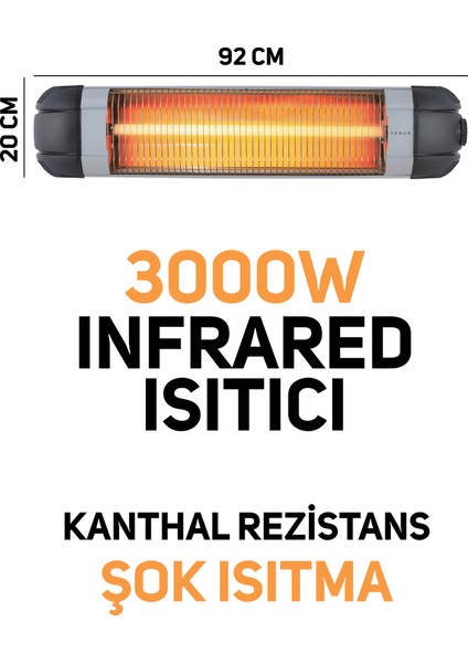 Pazaraza Vesus 3000W Infrared Elektrikli Isıtıcı Duvar ve Ayak Için Uygun