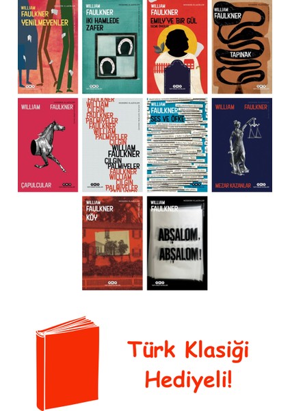 William Faulkner 10 Kitap Seti + Türk Klasiği Hediye
