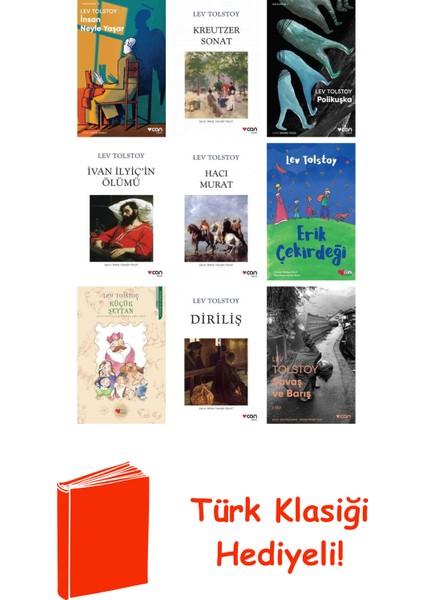 Lev Tolstoy 9 Kitap Seti + Türk Klasiği Hediye