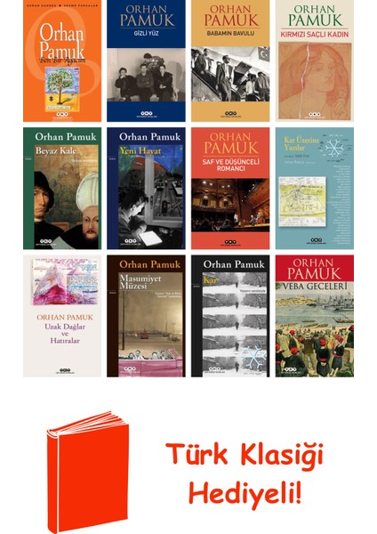 Orhan Pamuk 12 Kitap Seti + Türk Klasiği Hediye