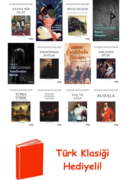 Fyodor Dostoyevski 12 Kitap Seti + Türk Klasiği Hediye