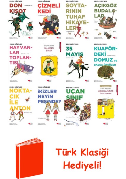 Erich Kästner 12 Kitap Seti + Türk Klasiği Hediye