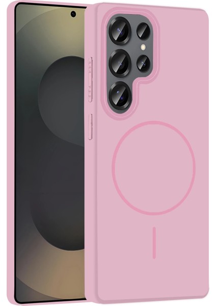 More-Tr Joko Samsung Galaxy S25 Ultra Broş Magsafe Kapak - Pembe