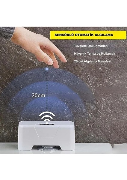 Otomatik Wc Tuvalet Sifonu Kızılötesi Sensörlü Temassız Akıllı Sensör Şarjlı Dahili Pil