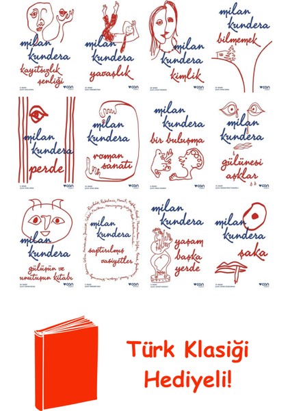 Milan Kundera 12 Kitap Seti + Türk Klasiği Hediye