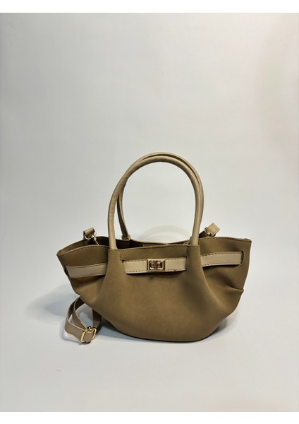 Magnolia Koyu Bej Süet Kadın Omuz ve El Çantası