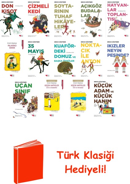 Erich Kästner 14 Kitap Seti + Türk Klasiği Hediye