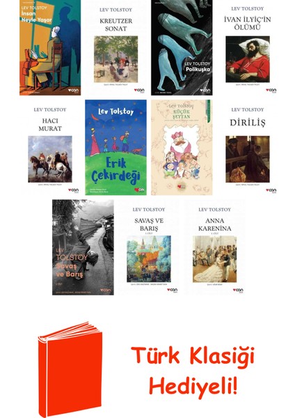 Lev Tolstoy 11 Kitap Seti + Türk Klasiği Hediye