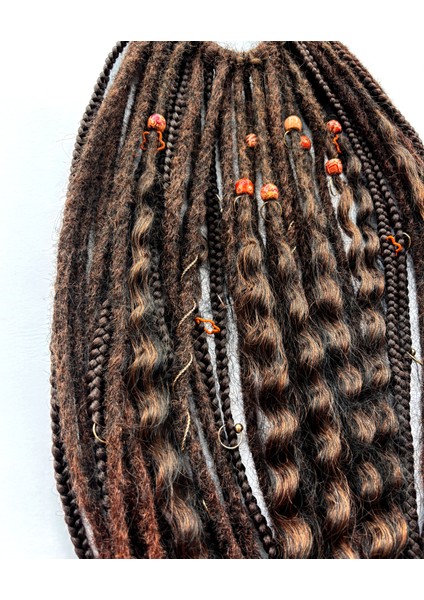 , Chocolate 40'lı Afro Örgü, Tığ Işi Rasta ve Salaş Rasta Karışımlı Kahverengi ve Karamel Ombreli Afro Toka fırsatları