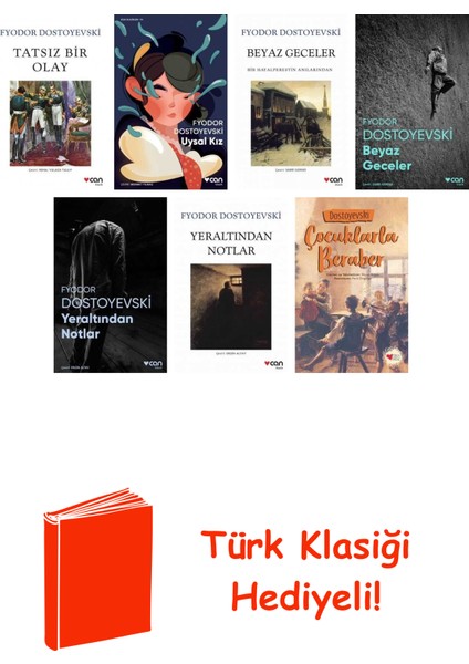 Fyodor Dostoyevski 7 Kitap Seti + Türk Klasiği Hediye