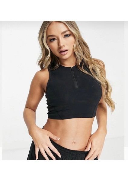 Pro Dri-Fit Crop Top Siyah Kadın Antrenman Atlet