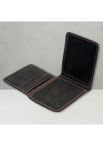 %100 Hakiki Deri El Yapımı Erkek Cüzdanı | Minimalist Tasarım | 12 Bölmeli | Kartlık | Siyah