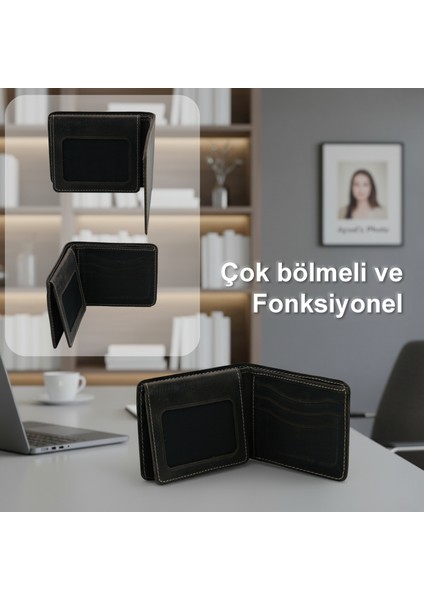 %100 Hakiki Deri El Yapımı Erkek Cüzdanı | Minimalist Tasarım | 12 Bölmeli | Kartlık | Siyah fiyatları