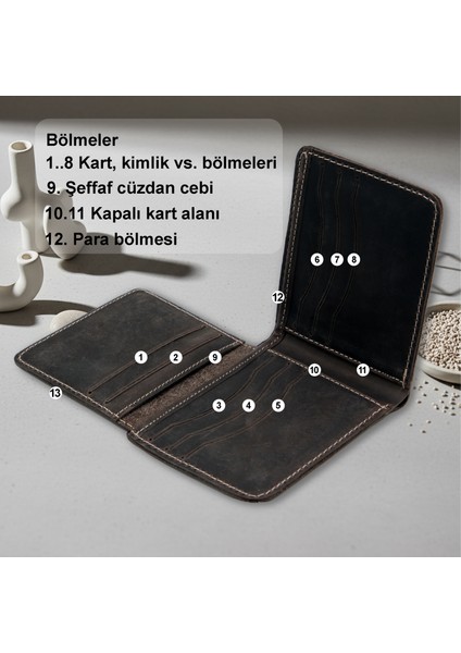 %100 Hakiki Deri El Yapımı Erkek Cüzdanı | Minimalist Tasarım | 12 Bölmeli | Kartlık | Siyah fırsatları