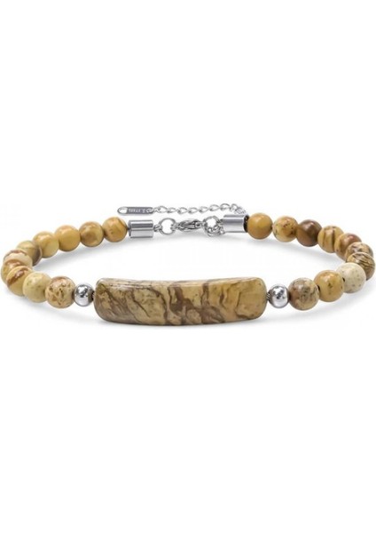 Odun Jasper Doğaltaş Çelik Halat ve Çelik Klipsli Bileklik 33512B19D3