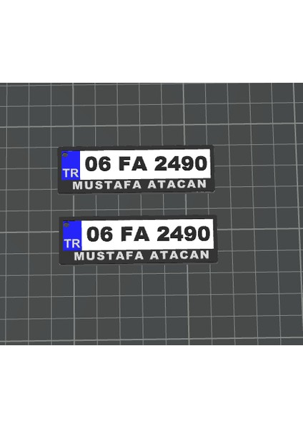 Plaka Anahtarlık Çiftli Set (2 Adet) Araba Plaka Araç Plaka Anahtarlık 3D Baskı Kişiselleştirilebilir 2*7 cm TR plaka