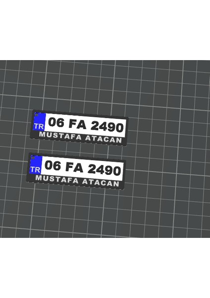 Plaka Anahtarlık Çiftli Set (2 Adet) Araba Plaka Araç Plaka Anahtarlık 3D Baskı Kişiselleştirilebilir 2*7 cm TR plaka modelleri