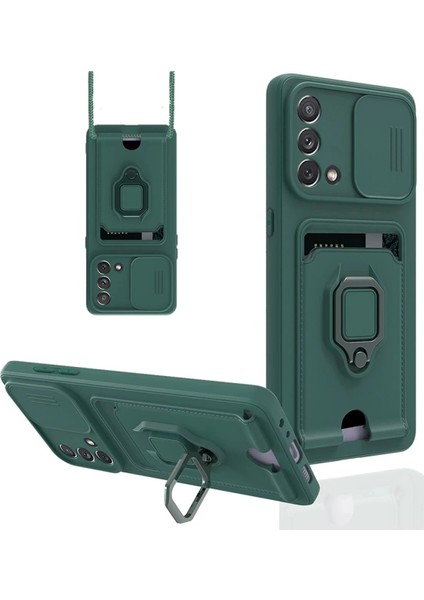 Oppo A74 4g Kılıf Zuma Kartvizitli Yüzüklü Silikon - YEŞIL-(5796)