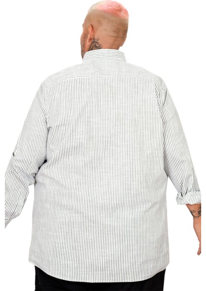 Büyük Beden Erkek Gömlek Uzun Kol Keten Cepli Haki 20384 indirimleri