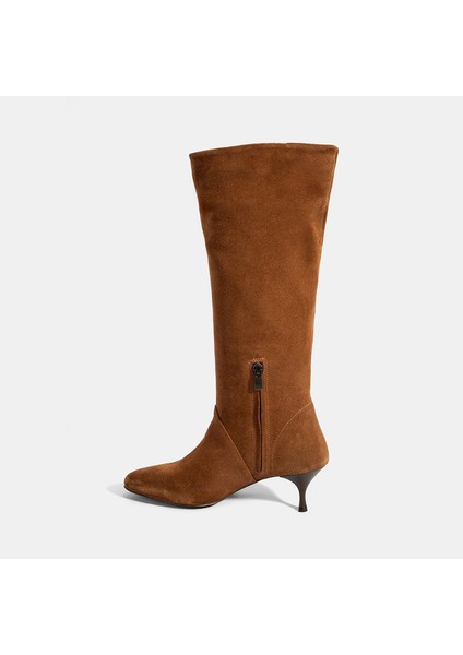 Kadın Taba Süet Deri Çizme modelleri