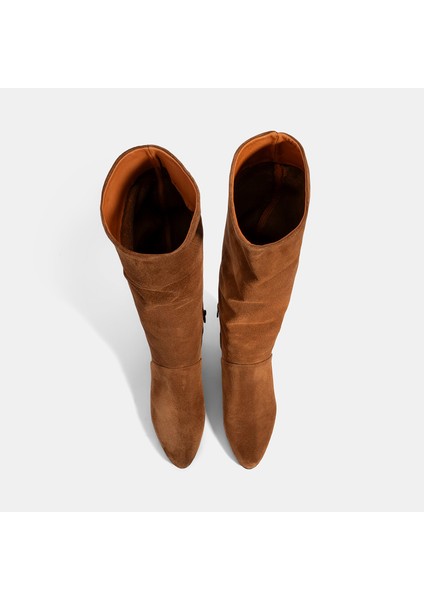 Kadın Taba Süet Deri Çizme