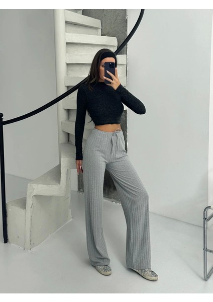 Fitilli Şardonlu Pantolon Gri A4058