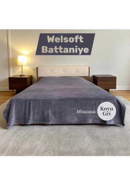 Welsoft Çift Kişilik Düz Renk Peluş Battaniye