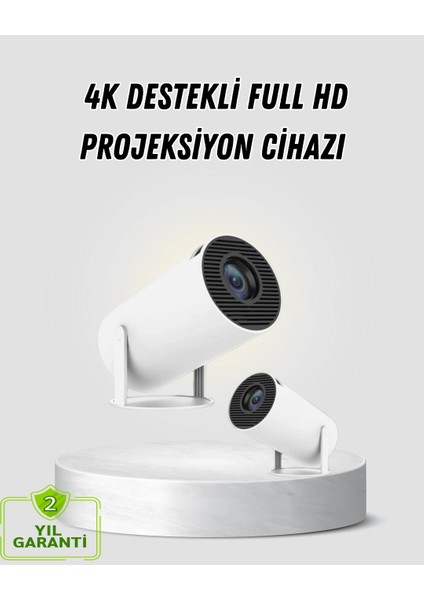 Full Hd 4K Destekli Akıllı Projeksiyon – 130 Inç Ekran, Uzun Ömürlü Ampul ve Çoklu Giriş