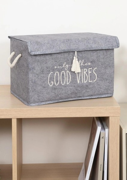 Alas Keçe Kapaklı Düzenleyici Kutu Gri 35X23X23CM