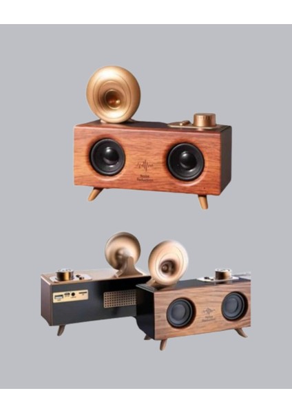 Nostaljik Gramofon Bluetooth Hoparlör – Fm Radyo + USB + Sd Kart Destekli fiyatları