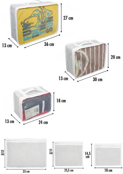 Alas(2 Set) 6'lı Valiz Düzenleyici Set - Çizgili fırsatları