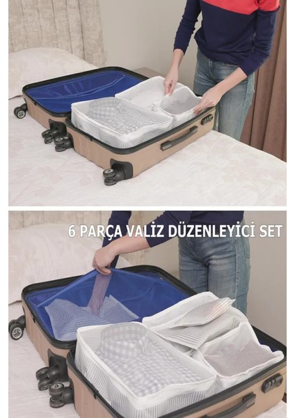 Alas(2 Set) 6'lı Valiz Düzenleyici Set - Çizgili indirimleri