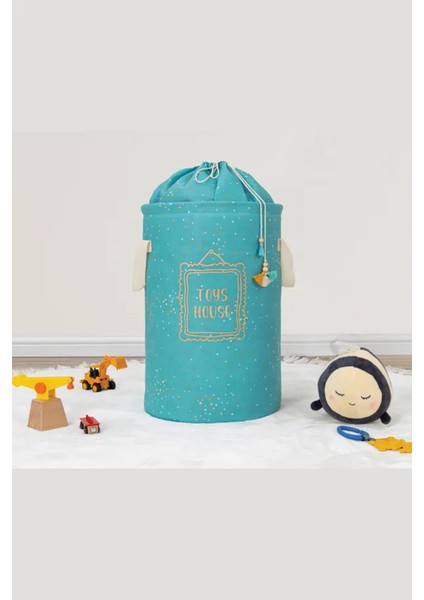 Alas(2 Adet) Baby Yuvarlak Torbalı Sepet/oyuncak Sepeti/kirli Çamaşır Sepeti 46X31 cm