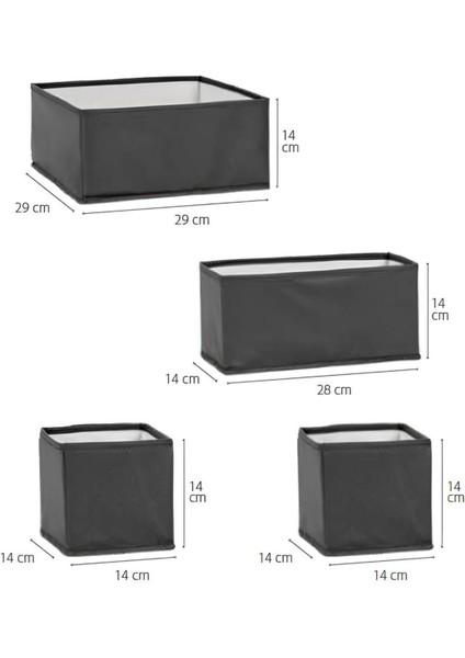 Alas(2 Adet) 4'lü Dolap Içi ve Çekmece Içi Düzenleyici Organizer Giysi, Çorap, Saklama Kutu Seti indirimleri