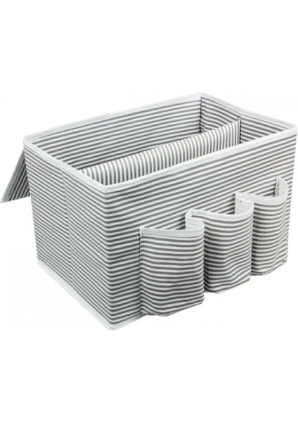 Alas Başucu Düzenleyicisi Gri Çizgili Organizer Kutu Klasik 35X22X22 cm modelleri
